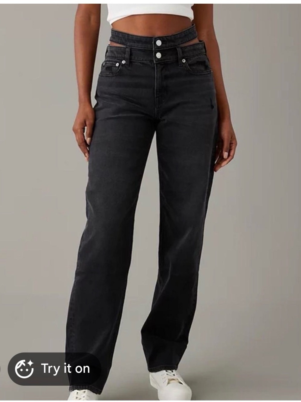 American Eagle women’s super high rise baggy straight jeans size 4 long